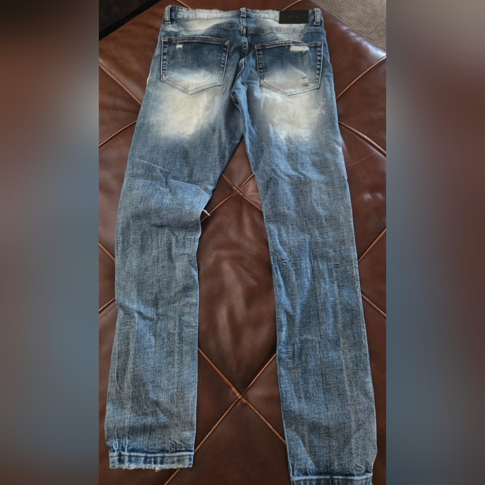 THRT Distressed Blue Slim Ripped Jeans Size 32 - Picture 5 of 14
